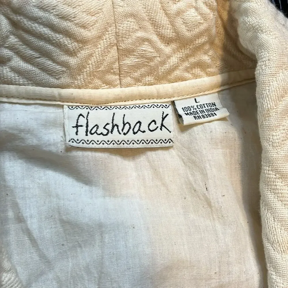 Vintage Y2K Boho Black and Cream Patterned Jacket